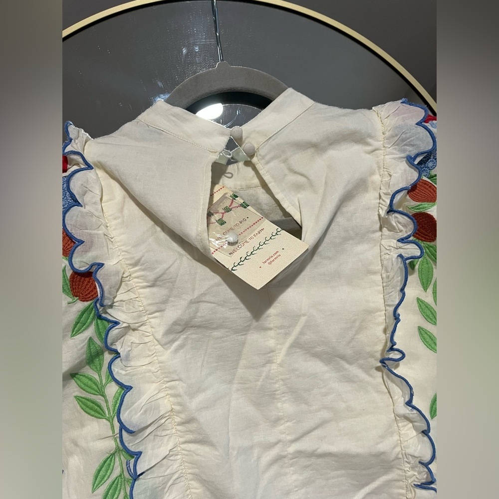 FARM Rio White Mini Dress with Red, Yellow & Green Floral Embroidery - Picture 8 of 9